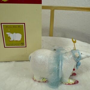 Pandora Krinkles White and Blue Polar Bear Ornament